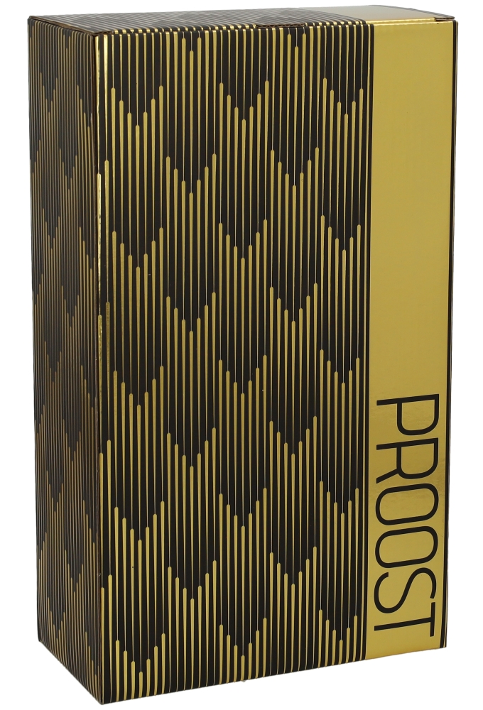 Wijndoos Proost Goud Zwart 19x9.5x33cm 2fles 9stuks