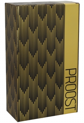 Wijndoos Proost Goud Zwart 19x9.5x33cm 2fles 9stuks