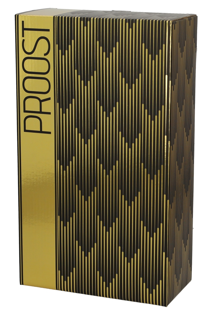 Wijndoos Proost Goud Zwart 19x9.5x33cm 2fles 9stuks