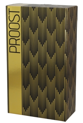 Wijndoos Proost Goud Zwart 19x9.5x33cm 2fles 9stuks