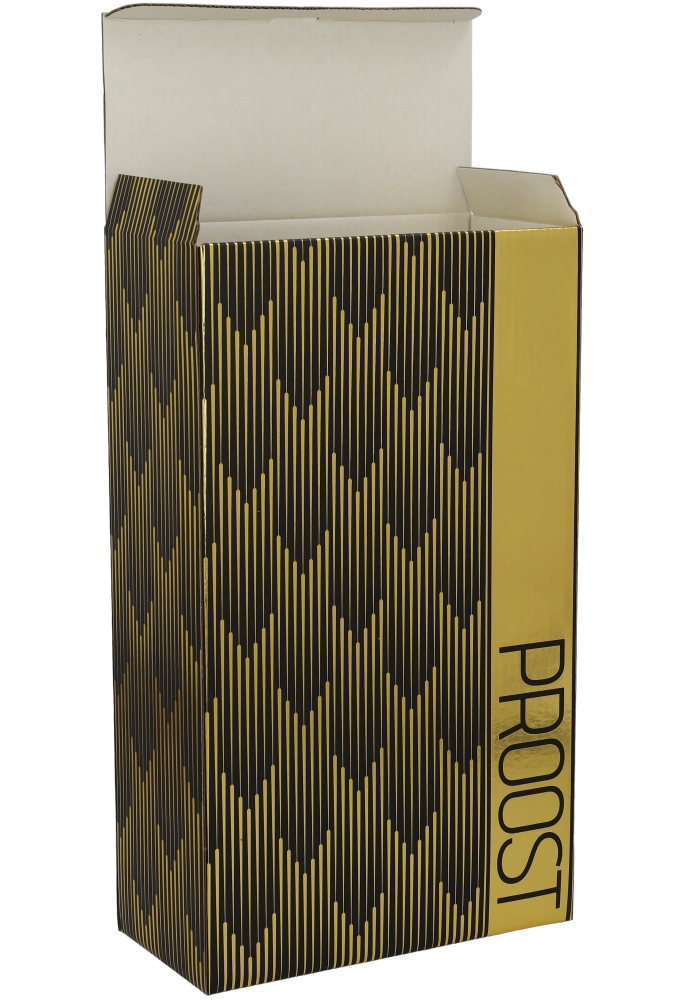 Wijndoos Proost Goud Zwart 19x9.5x33cm 2fles 9stuks