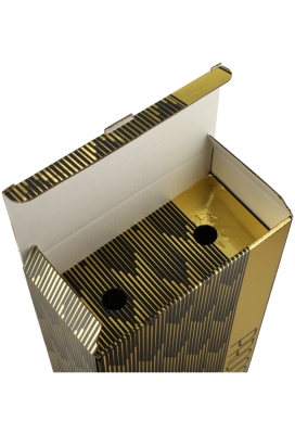 Wijndoos Proost Goud Zwart 19x9.5x33cm 2fles 9stuks