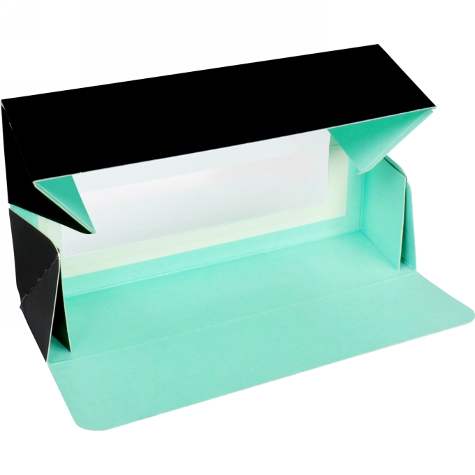 Macarondoosjes Venster Zwart & Mint Groen 16.5x4.7x4.7cm 25stuks