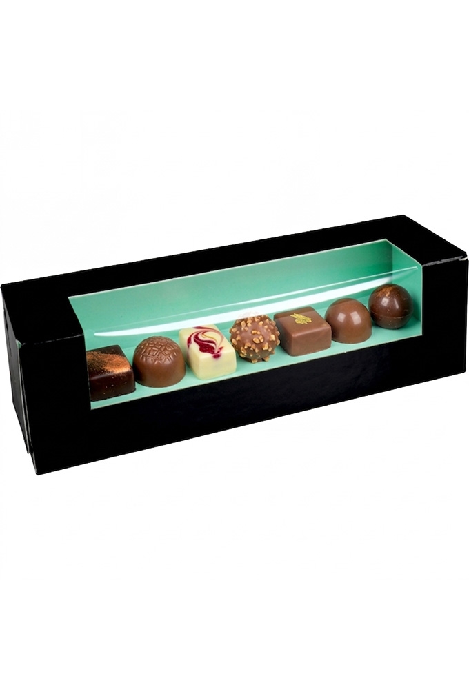 Macarondoosjes Venster Zwart & Mint Groen 16.5x4.7x4.7cm 25stuks