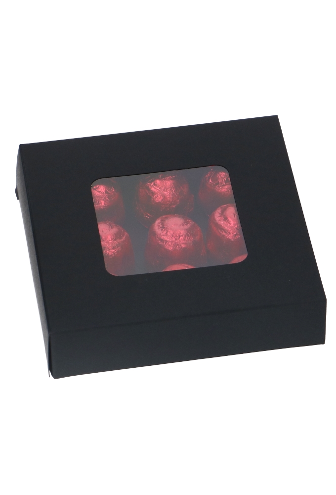 Bonbondoosjes & Schuifvenster Zwart Mat 10x10x2.7cm 4stuks