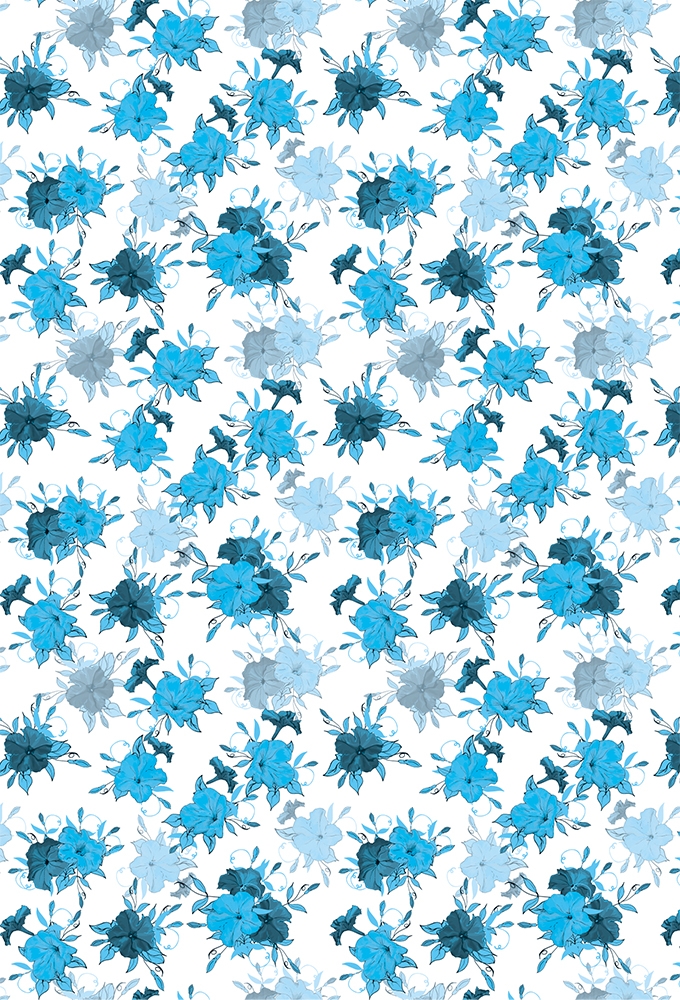 Kadopapier Blauwe Bloemen Mat 30cm x 100meter
