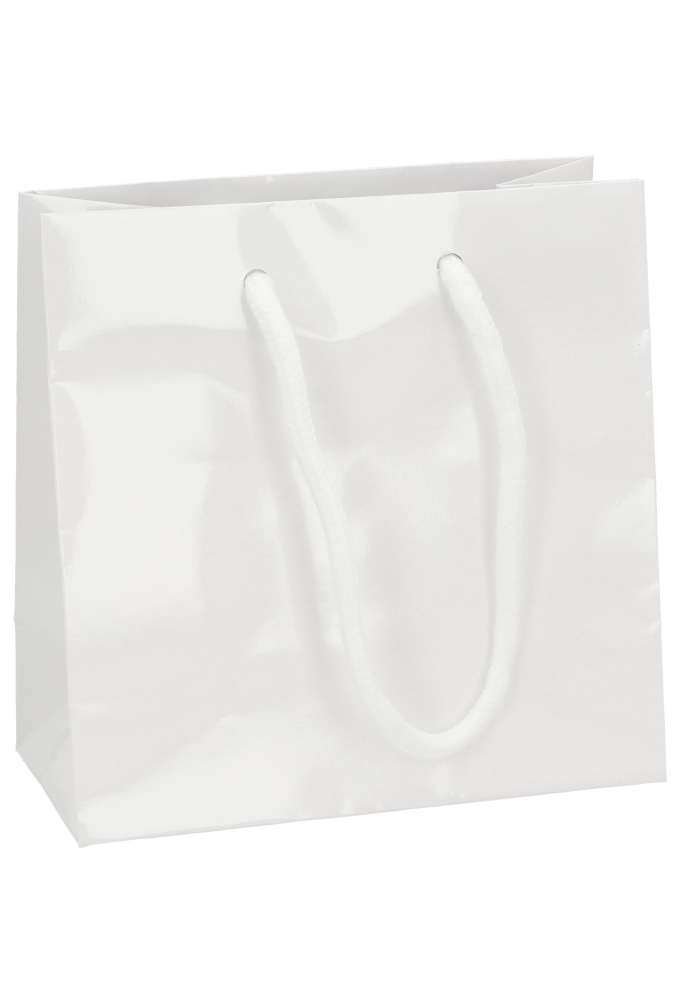 Kadotasjes Rome Uni Wit Glanzend Met Koord 16x8x16cm 10stuks