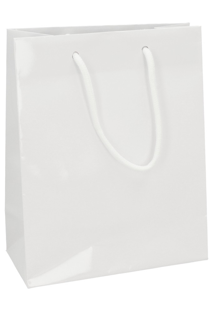 Kadotasjes Rome Uni Wit Glanzend Met Koord 20x10x25cm 10stuks
