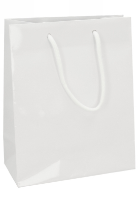 Kadotasjes Rome Uni Wit Glanzend Met Koord 20x10x25cm 10stuks