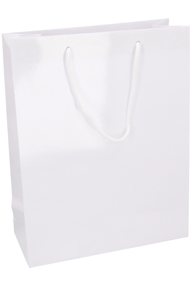 Kadotasjes Rome Uni Wit Glanzend Met Koord 28x12x36cm 10stuks