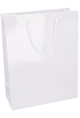Kadotasjes Rome Uni Wit Glanzend Met Koord 28x12x36cm 10stuks