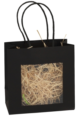 Kadotasjes Lenno Met Handvat & Venster Zwart 16x8x16cm 10stuks