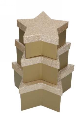 Geschenkdoos Met Deksel Glitter Ster Goud Klein 16x15.5x8cm 1stuks