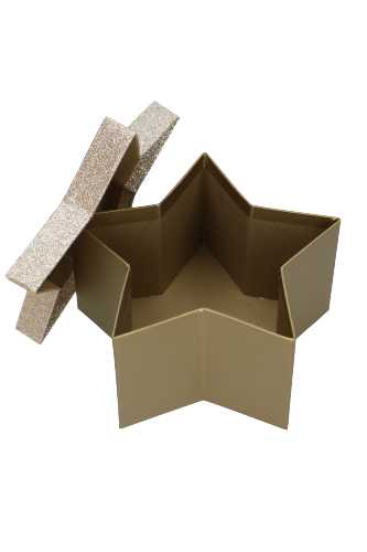 Geschenkdoos Met Deksel Glitter Ster Goud Klein 16x15.5x8cm 1stuks