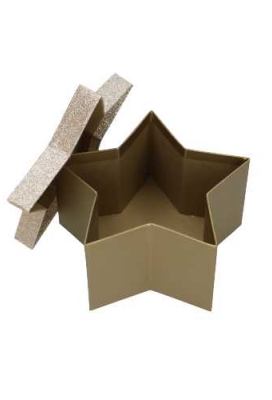 Geschenkdoos Met Deksel Glitter Ster Goud Klein 16x15.5x8cm 1stuks