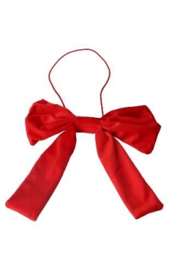 Grote Strik Fluweel Velvet Rood Met 2 Lussen 21x27cm & Elastiek 44cm