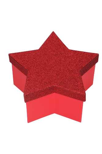 Geschenkdoos Met Deksel Glitter Star Rood Middel 19x19x9.5cm 1stuks