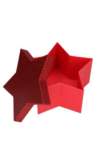 Geschenkdoos Met Deksel Glitter Star Rood Middel 19x19x9.5cm 1stuks