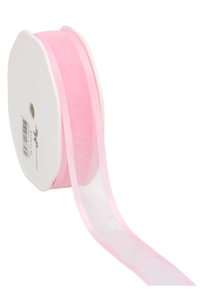 Luxe Organza Lint Met Satijnen Rand Licht Roze 25mm x 25meter