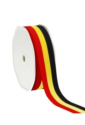 Lint Stofband Belgie Zwart Geel Rood 2.5cm x 20 meter