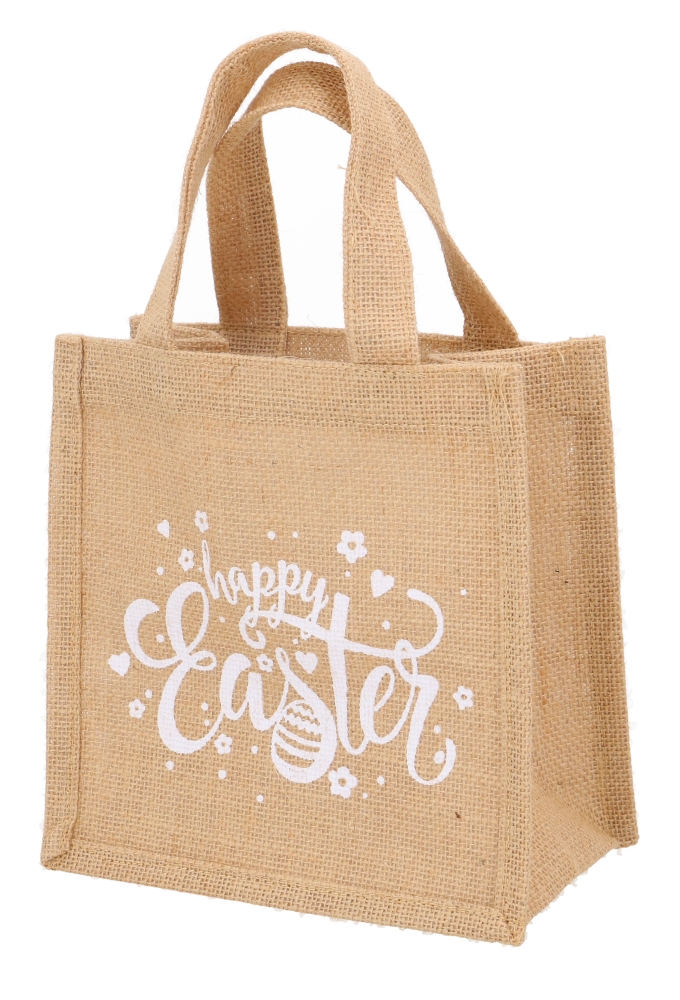 Paastasje Jute Happy Easter & Hengsels 20x10x20cm 9stuks
