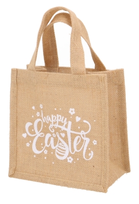 Paastasje Jute Happy Easter & Hengsels 20x10x20cm 9stuks