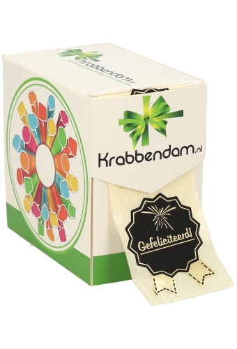 Etiketten Cadeauzegel Gefeliciteerd Black & Gold 4x5cm 500stuks