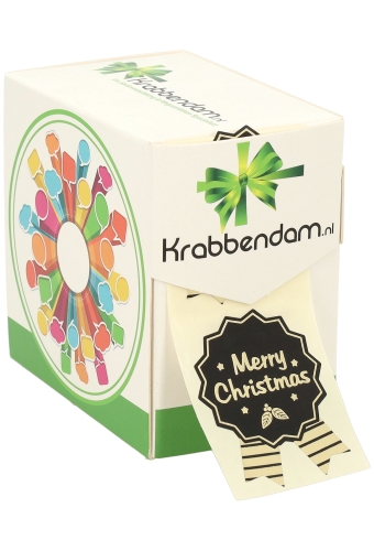 Etiketten Cadeauzegel Kerst Merry Christmas Black & Gold 4x5cm 500st