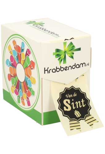 Etiketten Sint Cadeauzegel Van De Sint Zwart Goud 4x5cm 500stuks