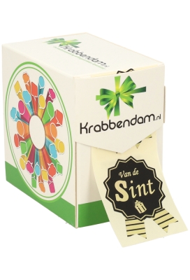 Etiketten Sint Cadeauzegel Van De Sint Zwart Goud 4x5cm 500stuks