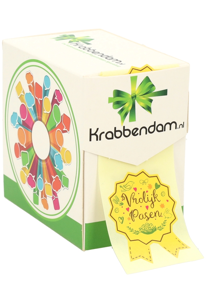 Etiketten Cadeauzegel Pasen Vrolijk Pasen Geel 4x5cm 500stuks