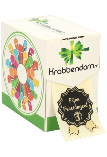 Etiketten Cadeauzegel Kerst Fijne Feestdagen Black & Gold 4x5cm 500st