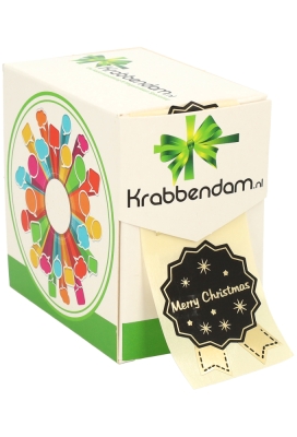 Etiketten Cadeauzegel Kerst Merry Christmas Black & Gold 4x5cm 500st
