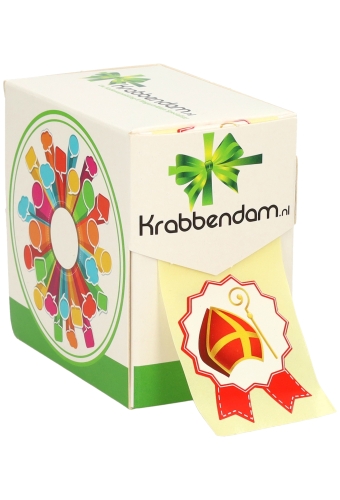 Etiketten Sint Cadeauzegel Sintmijter & Staf 4x5cm 500stuks