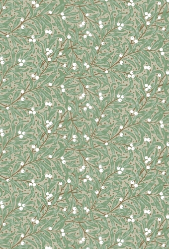 Kerstpapier Berries and Leaves Creme 30cm x 200meter