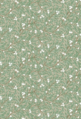 Kerstpapier Berries and Leaves Creme 30cm x 200meter