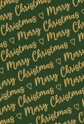 Kerstpapier Merry Christmas Wishes Green Gold 30cm x 200meter