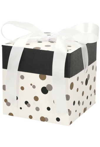 Geschenkdoos Regalo Gifts Dots & Wit Lint 15x15x15cm 25stuks