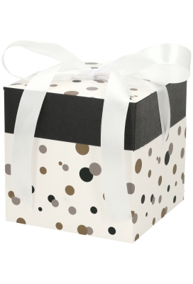 Geschenkdoos Regalo Gifts Dots & Wit Lint 15x15x15cm 25stuks