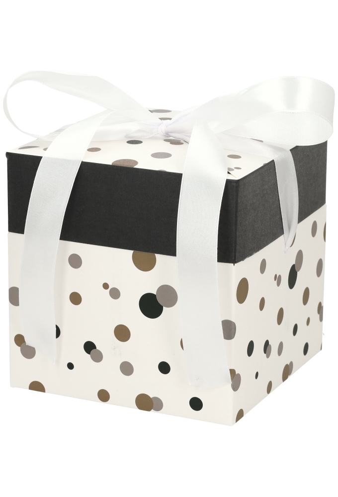 Geschenkdoos Regalo Gifts Dots & Wit Lint 15x15x15cm 25stuks