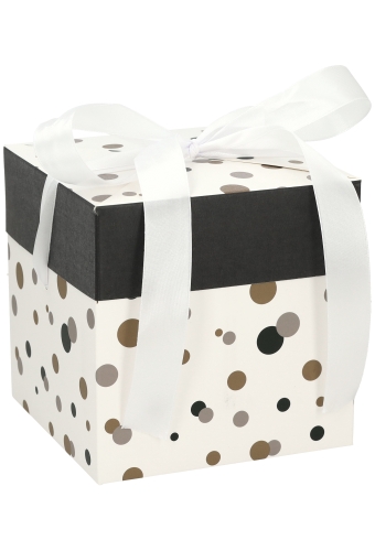 Geschenkdoos Regalo Gifts Dots & Wit Lint 15x15x15cm 25stuks