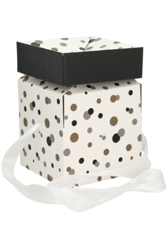 Geschenkdoos Regalo Gifts Dots & Wit Lint 15x15x15cm 25stuks