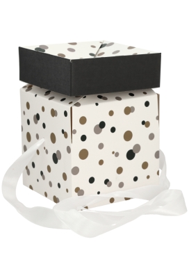 Geschenkdoos Regalo Gifts Dots & Wit Lint 15x15x15cm 25stuks