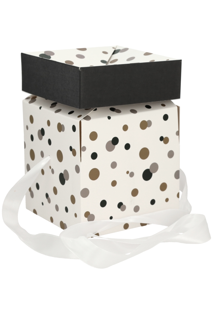 Geschenkdoos Regalo Gifts Dots & Wit Lint 15x15x15cm 25stuks