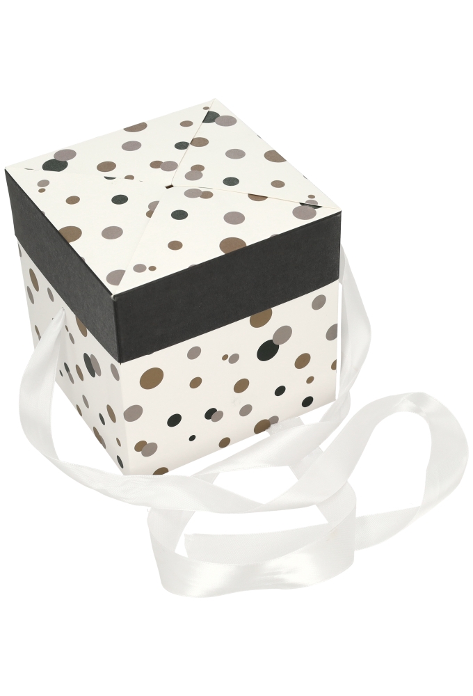 Geschenkdoos Regalo Gifts Dots & Wit Lint 15x15x15cm 25stuks