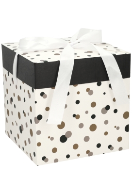 Geschenkdoos Regalo Gifts Dots & Wit Lint20x20x20cm 25stuks