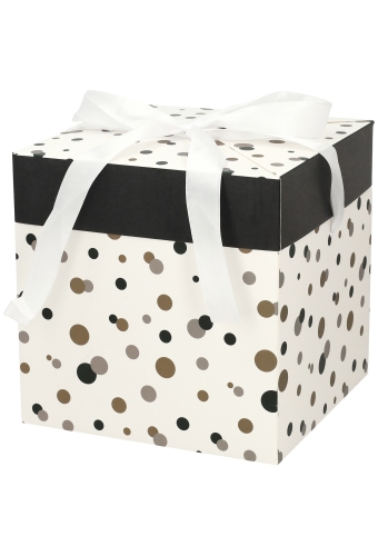 Geschenkdoos Regalo Gifts Dots & Wit Lint20x20x20cm 25stuks