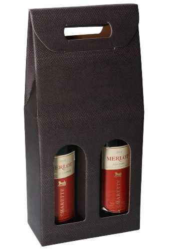 Luxe Wijndozen Vigo Skin Coffee voor 2 fles 18x9x38.5cm 30stuks