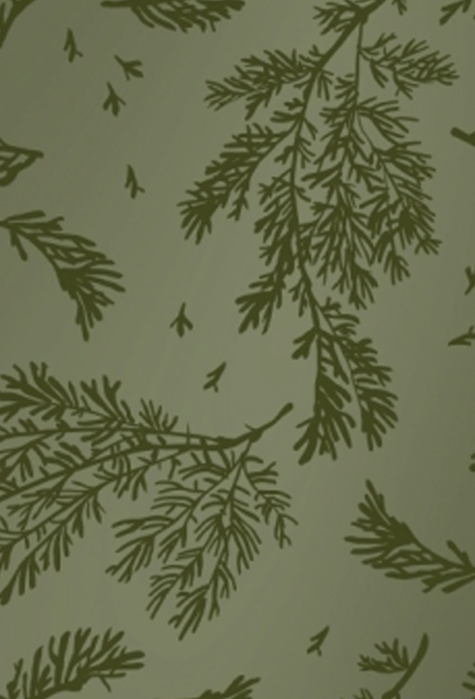 Kerstpapier Winter Leaves Dark Groen 30 cm x  200meter