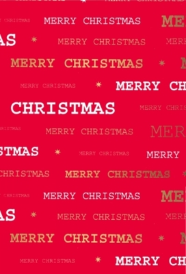 Kerstpapier merry xmas Rood Goud 30cm x 200meter